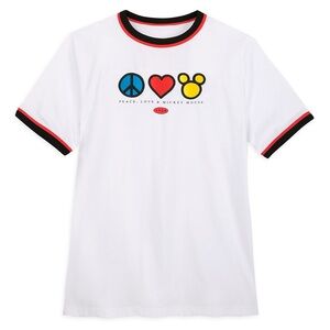 Authentic Vintage Peace, Love & Mickey Mouse Ringer T-shirt - XXL